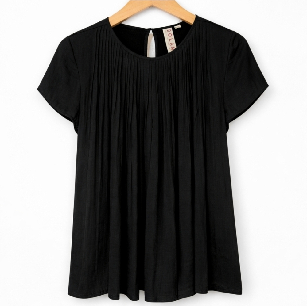 Anthropologie Dolan Black Pleated Women's Flowy Top SZ  Small